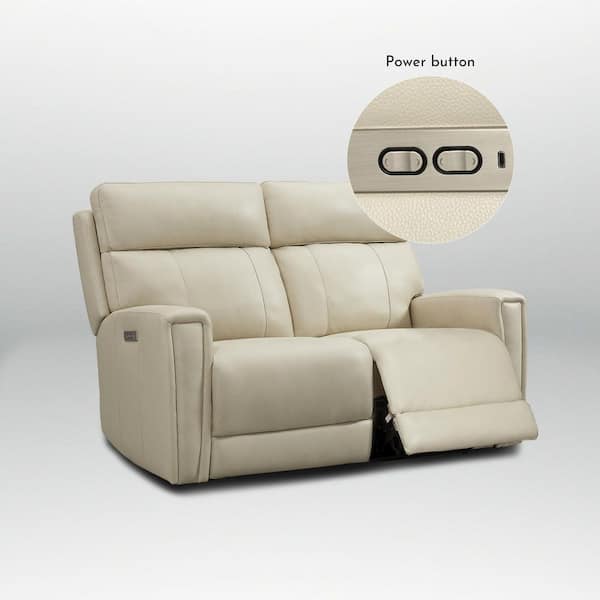 Ellesophas Eve 59 in. Genuine Leather Dual Power Reclining