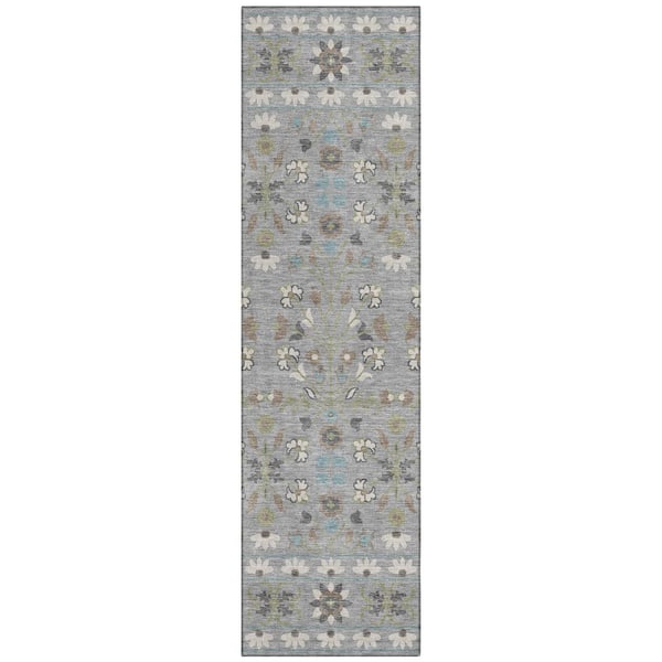 Chantille Machine Washable Indoor/Outdoor Abstract ACN3048 Gray 2 ft. x 7 ft. Runner Rug