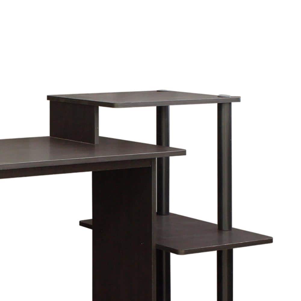 Espresso Black Compact Home Office Computer Desk with Shelves