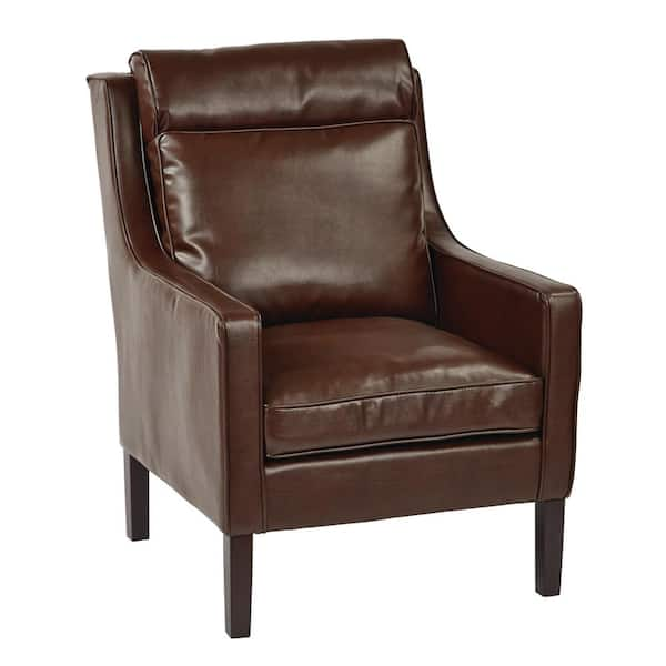 OSP Home Furnishings Colson Cocoa Bonded Leather Accent Chair with Solid Wood Legs