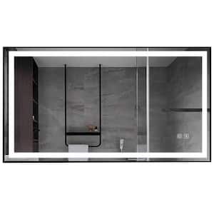 30 in. W x 36 in. H Square Framed with Backlit 3-Colors Dimmable Lighted Wall Bathroom Vanity Mirror in Black