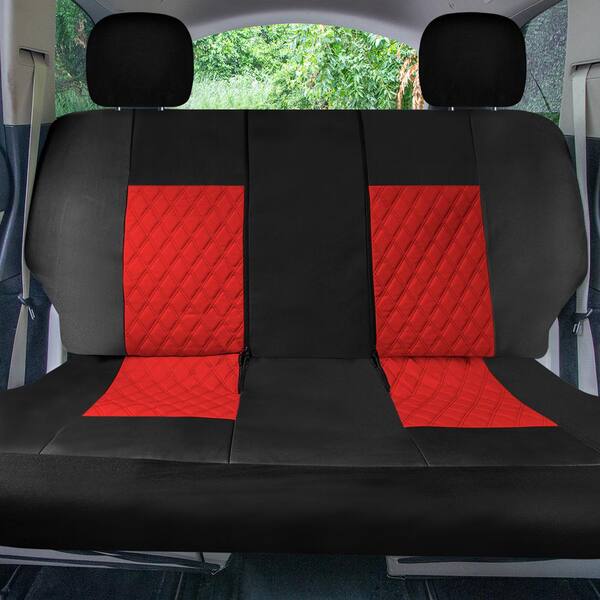 TLH Futuristic Leather Seat Cushions Front Only, Red Seat Cushions-  Universal Fit Car Seat Cushion Automotive Seat Cover Interior Accessories  Car Seat