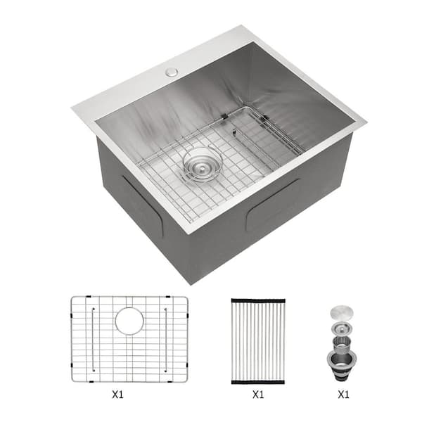 22 in. D x 25 in. W 21 Gallons Drop-In Laundry/Utility Sink in Brushed Nickel