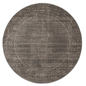 Colosseo Light Brown 5 ft. Round Traditional Oriental Medallion Area Rug