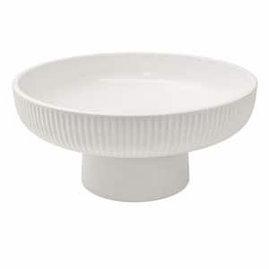 1 Piece 11 in. White Ceramic Fruit Bowl for Kitchen Counter, Spacious Pedestal Bowl Blending Decor with Large Storage