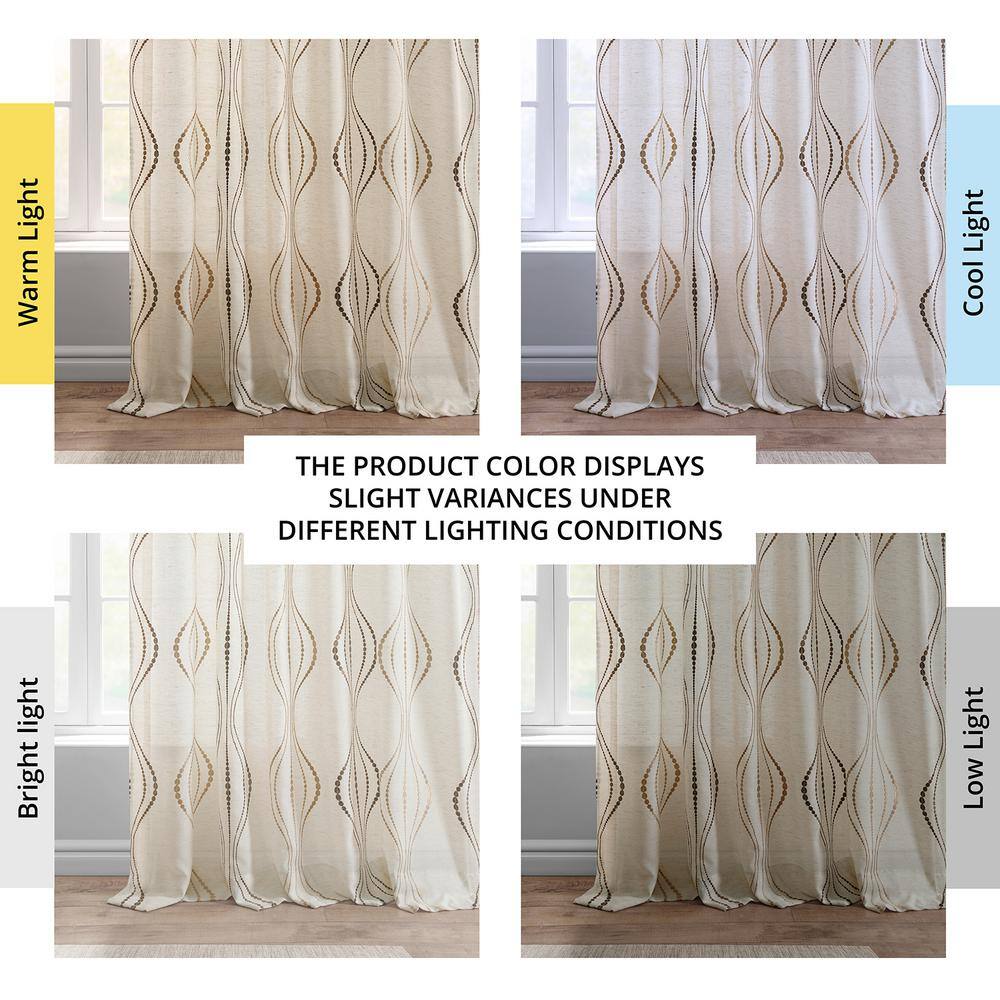Extended Noir Embroidered Sheer Faux Silk Drapes