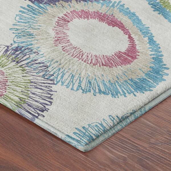 Mayfield Premium Machine Washable Abstract AMF2278 Pearl 2 ft. x 7 ft. Runner Rug