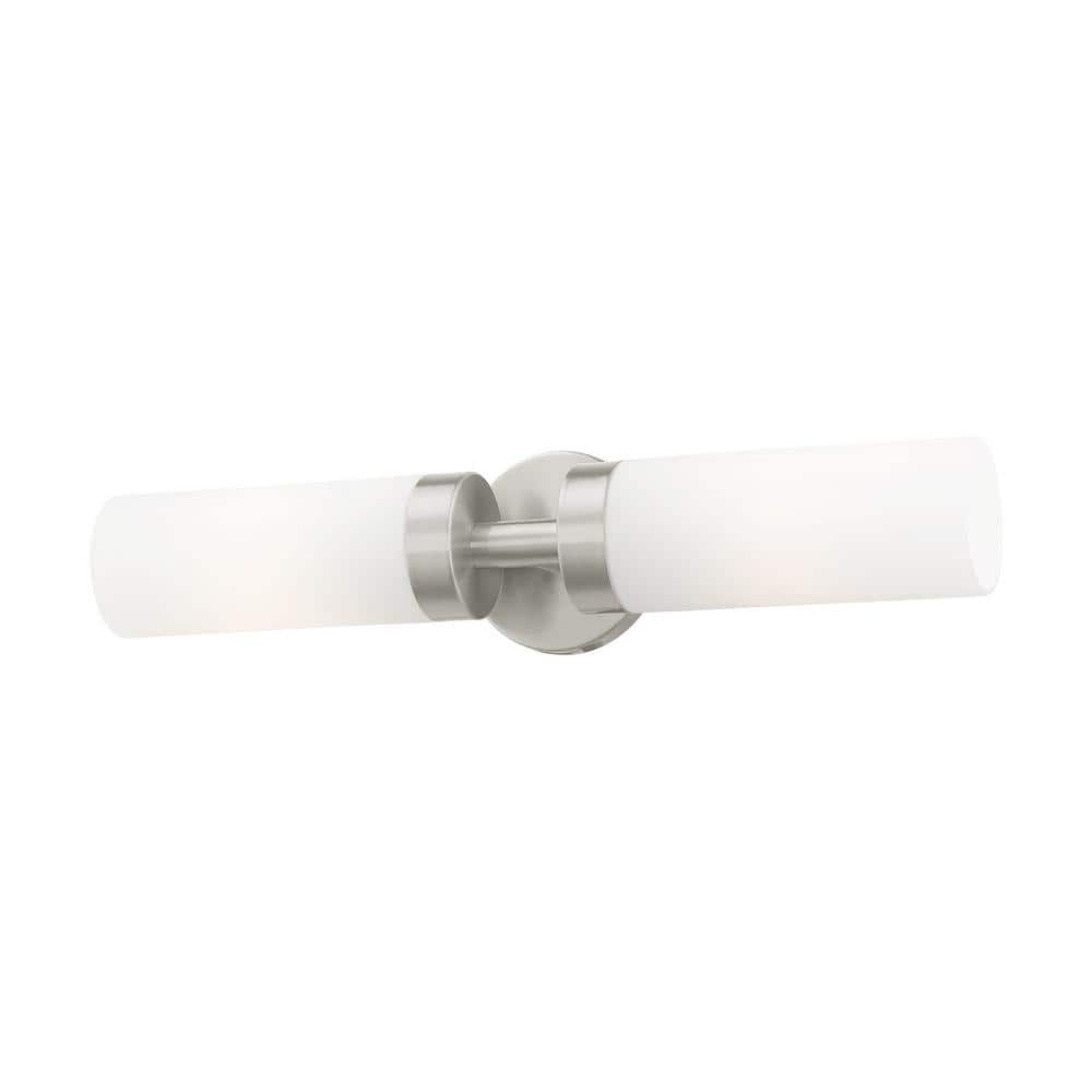Sleek Brushed Nickel Outdoor Vanity Sconce with Satin Opal White Glass
