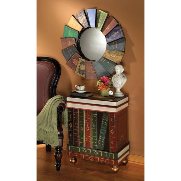 Design Toscano Lord Byron's Compendium of Books 31.5 in. H x 31.5 in. W  Round Metal Wall Mirror MH40069 - The Home Depot