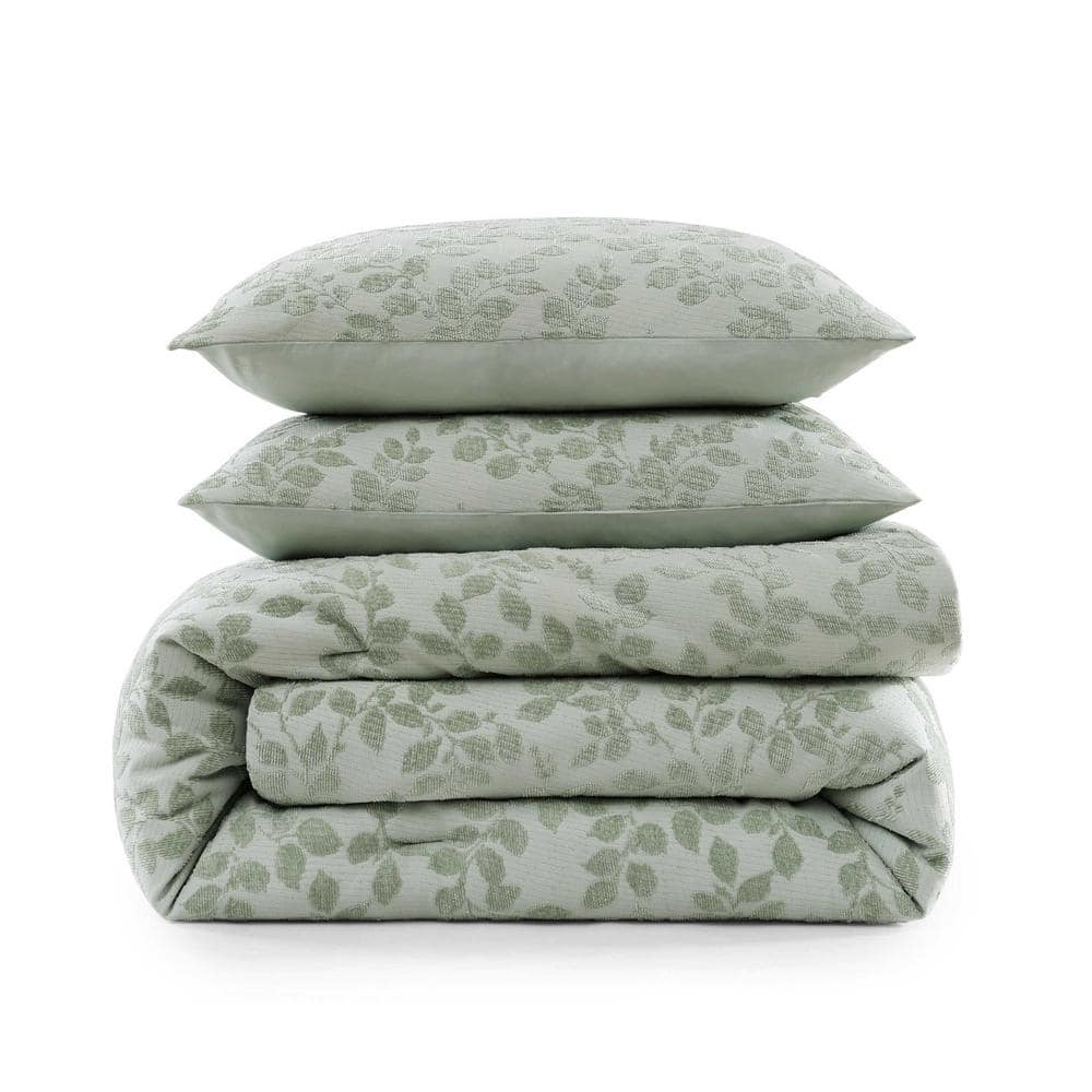 Sage Green Full Microfiber Reversible Jacquard Comforter Set