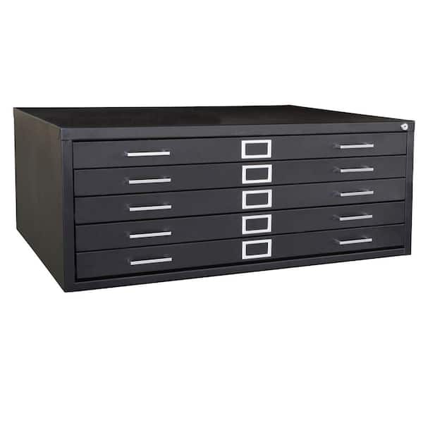 Sandusky 16.13 in. H x 40.75 in. W x 28.4 in. D 5-Drawer Black Flat File Cabinet