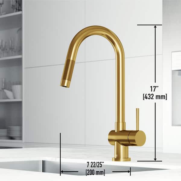 Gramercy Single-Handle Pull-Down Sprayer Kitchen Faucet with Soap Dispenser in Matte Gold