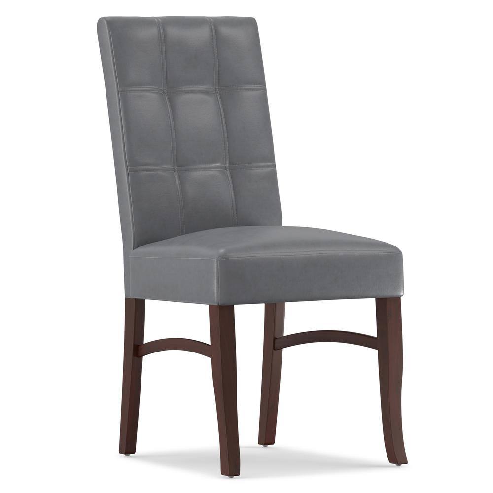 Stone Gray Faux Leather Upholstered Parsons Dining Side Chair
