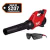 Milwaukee M18 FUEL 120 MPH 500 CFM 18V Brushless Cordless Battery Powered Leaf Blower with Tinted Safety Glasses 3017-20-48-73-2015