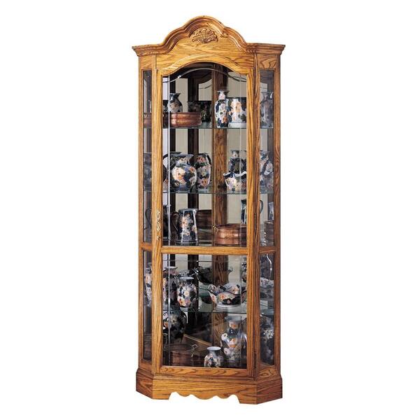 Howard Miller Contemporary/Modern Golden Oak Wood Oak Curio Cabinet