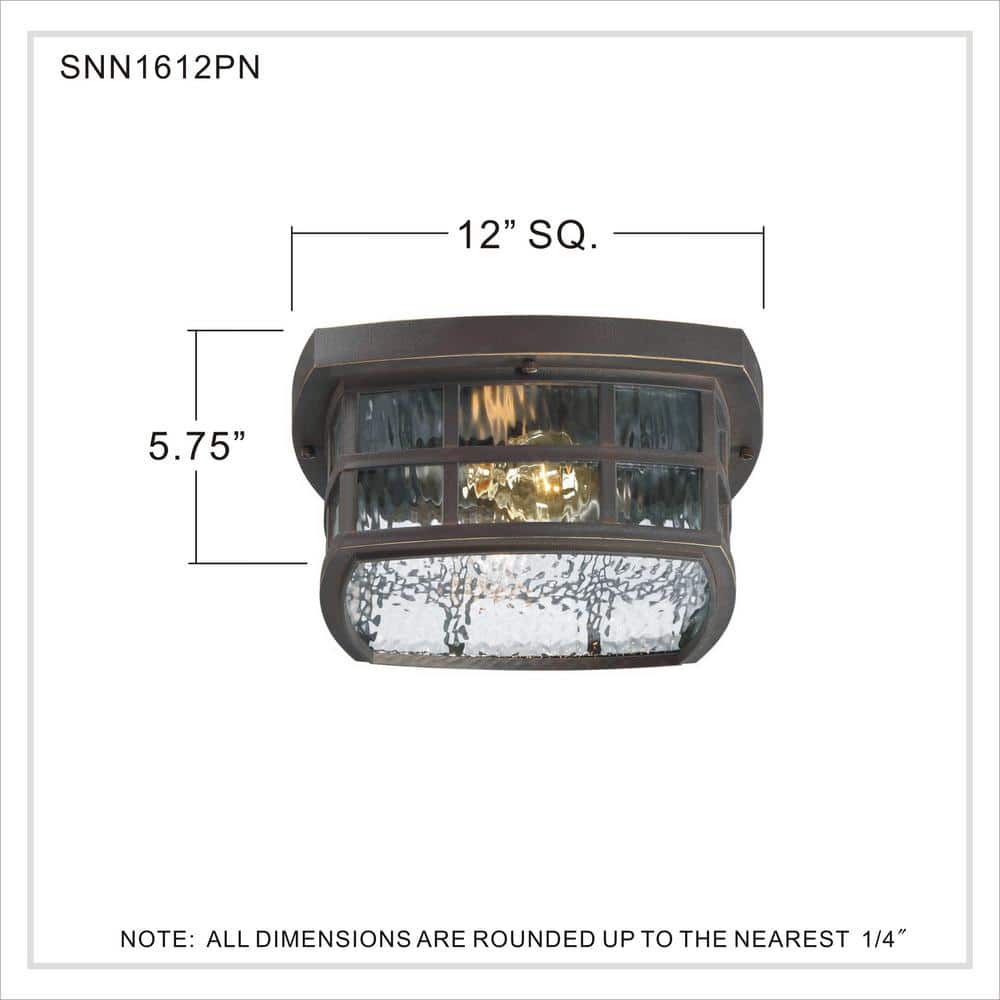 Stonington Palladian Bronze 12" Flush Mount Light with Clear Water Glass
