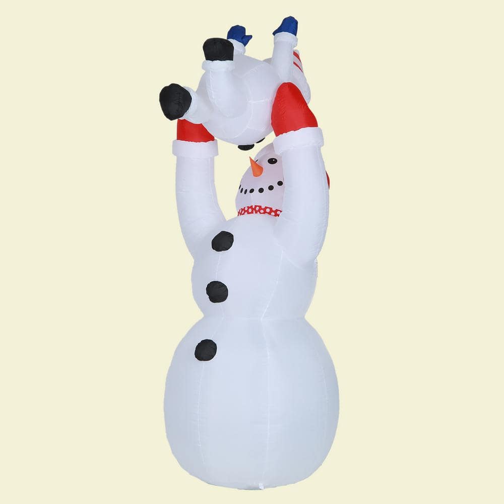 LuxenHome 8 ft. Snowman Family Playing Inflatable with LED Lights
