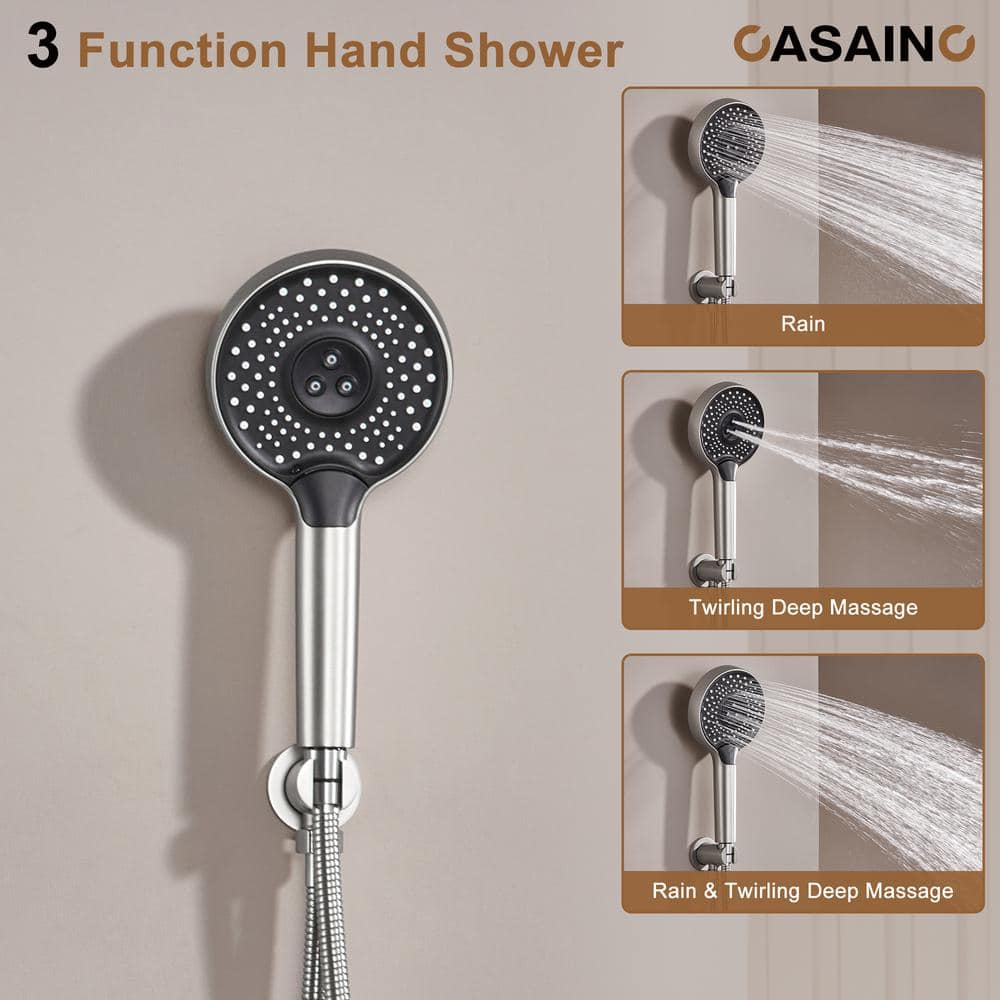 Brushed Nickel Multi-Head Thermostatic Rain Shower System