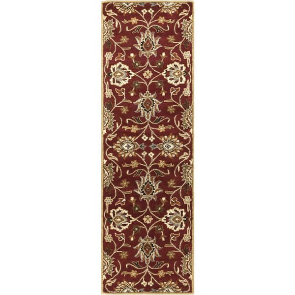 Livabliss Cambrai Burgundy 3 ft. x 8 ft. Indoor Runner Rug