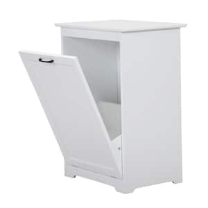 13 Gal. Tilt Out Trash Cabinet Laundry Hamper Kitchen Wooden Trash Can Holder Garbage Bin With Angle Adjustable Door