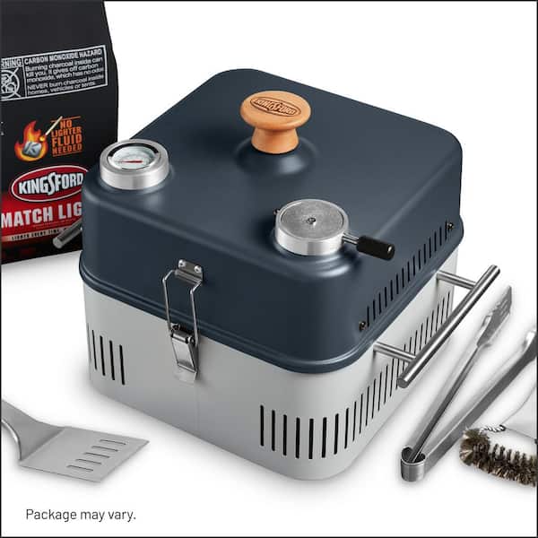 Portable Charcoal Grilling Kit in Gray with 4 lb Kingsford Charcoal and Grilling Tools