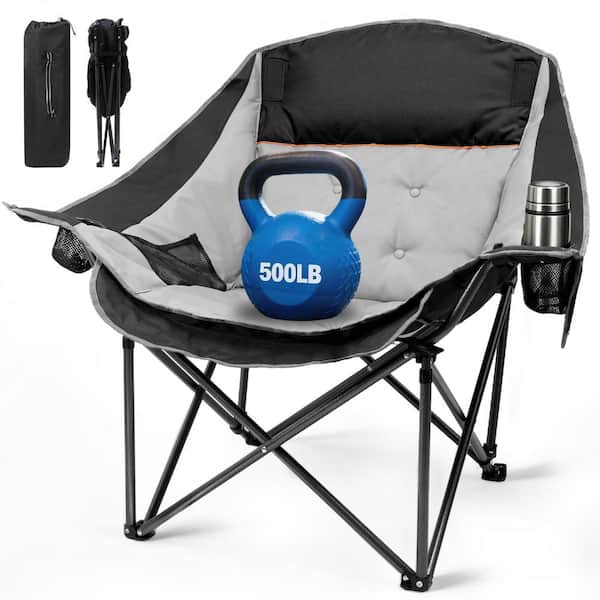 Oversized Camping Chair 500 lbs Capacity 24 in Wide Padded Folding Chair with Storage Pockets Heavy Duty Outdoor Chair