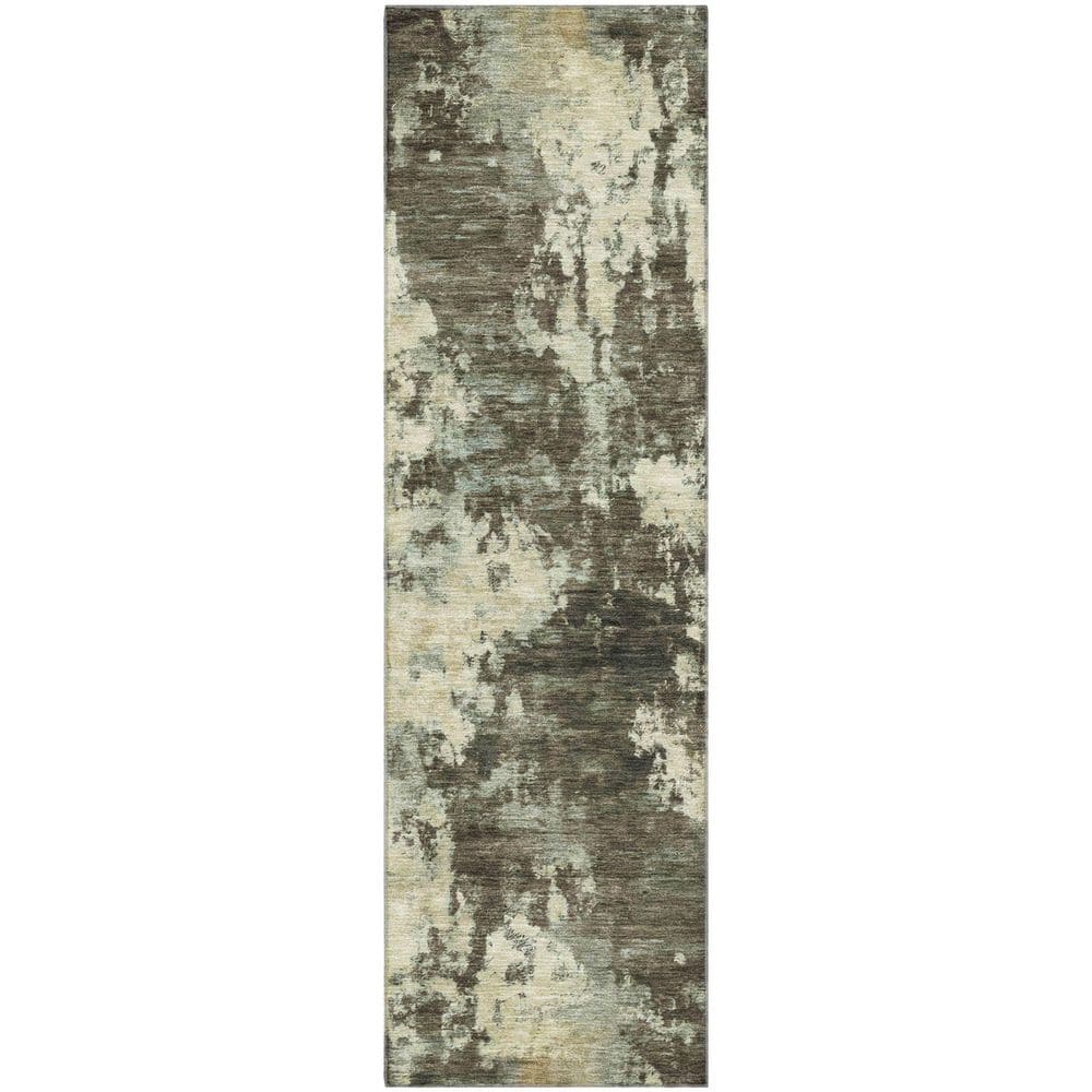 Mayfield Premium Machine Washable Abstract AMF2066 Brown 2 ft. x 7 ft. Runner Rug price history on PriceWatchPro
