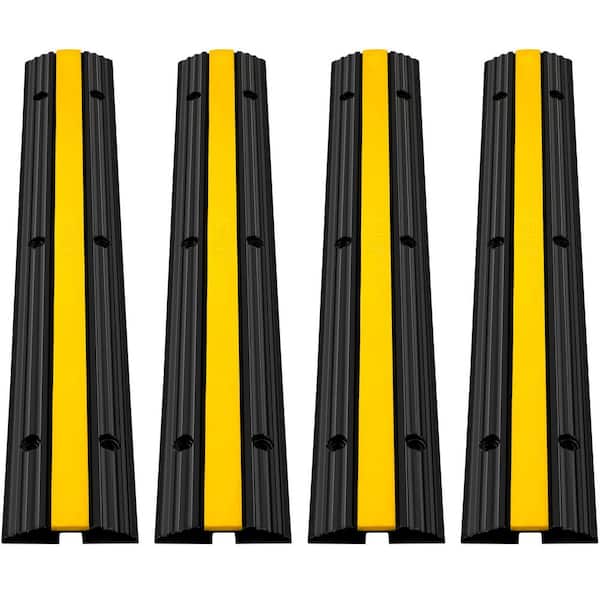 1-Channel Rubber Cable Protector Ramps 22046 lbs. Loading Cable  Wire Cord Cover Speed Bump (4-Pieces)