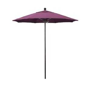 7.5 ft. Bronze Aluminum Commercial Market Patio Umbrella with Fiberglass Ribs and Push Lift in Iris Sunbrella