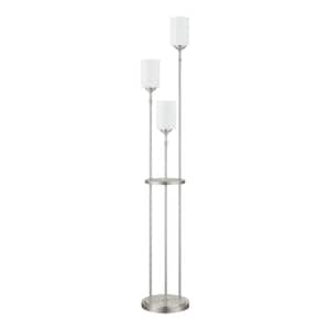 Ayelen 59 in. Brushed Nickel Floor Lamp with Frosted Glass Shade