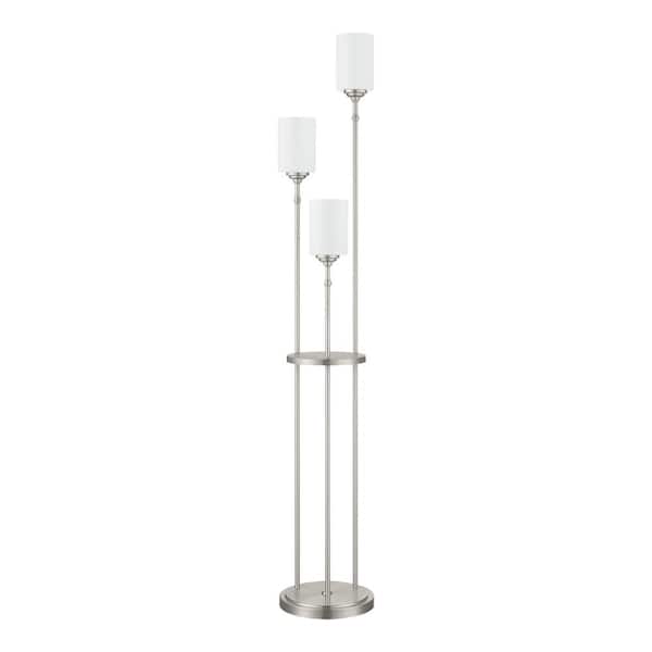 Hampton Bay Ayelen 59 in. Brushed Nickel Floor Lamp with Frosted Glass Shade