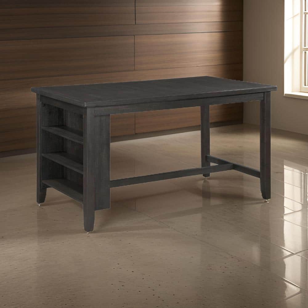 66.25 in. Gray Wood Trestle Dining Table Seating 4