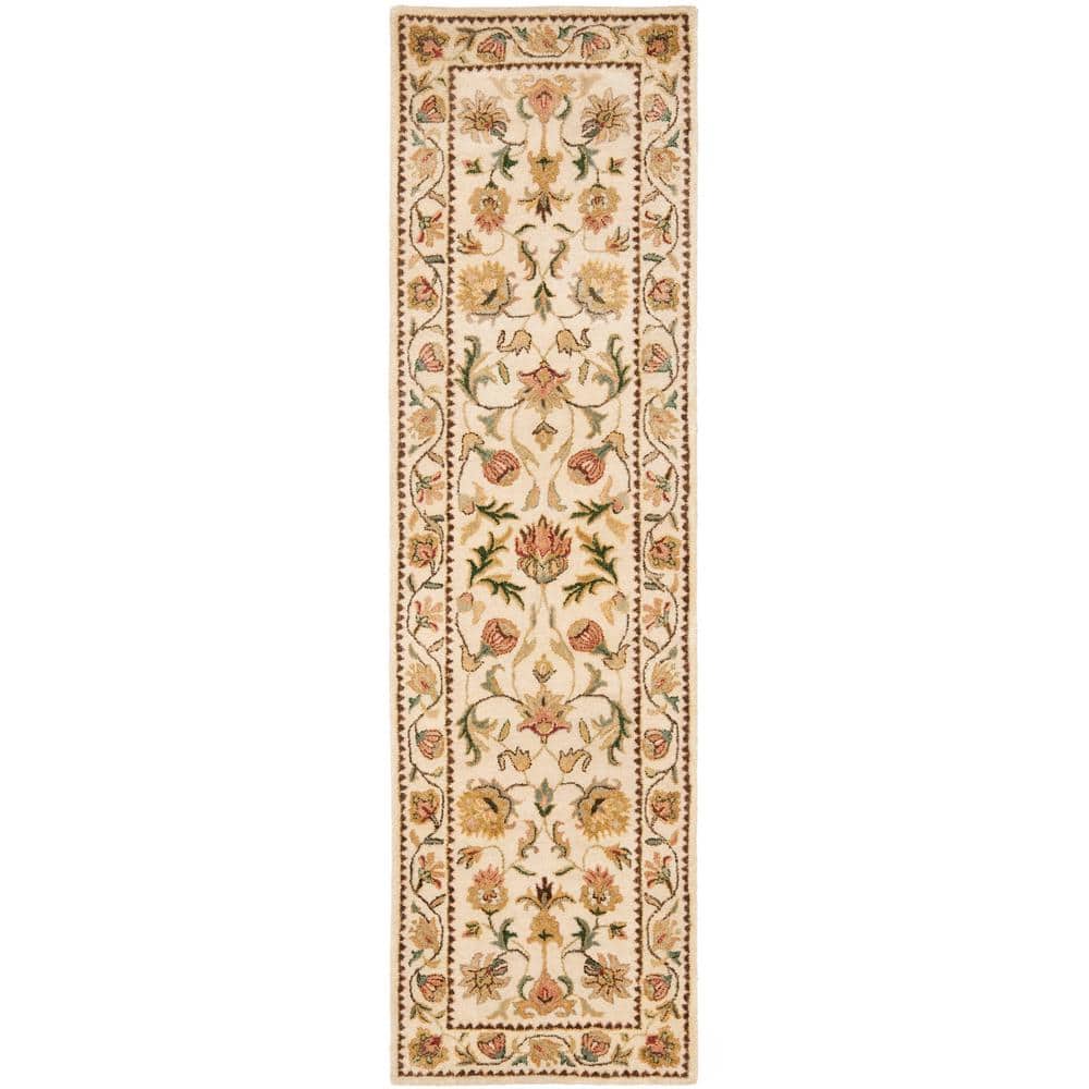 Elegant Ivory Hand-Tufted Wool Runner Rug 2'3" x 8'