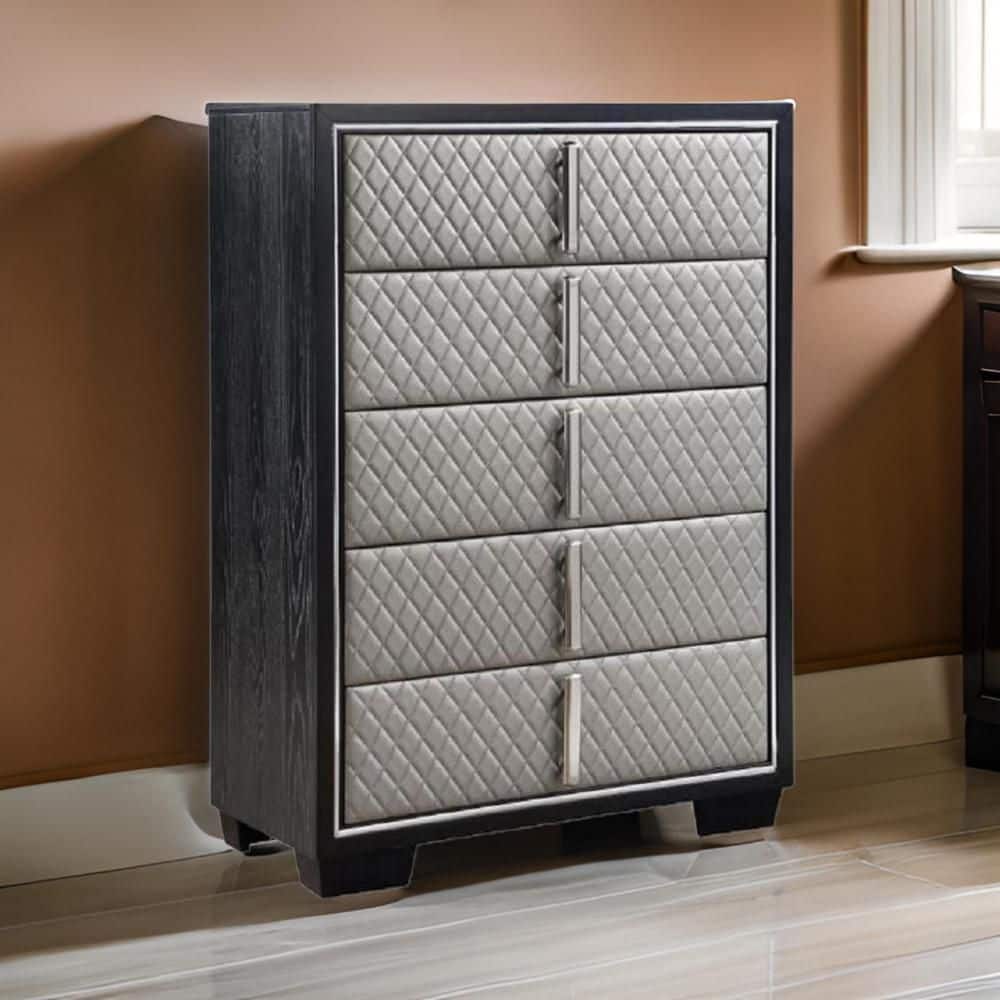 Black and Silver 5-Drawers 38 in. Chest of Drawers Dresser Without Mirror price history on PriceWatchPro