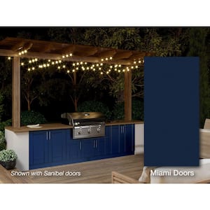 Miami Sapphire Blue 20-Piece 121.25 in. x 28.5 in. x 34.5 in. Outdoor Kitchen Cabinet Island Set