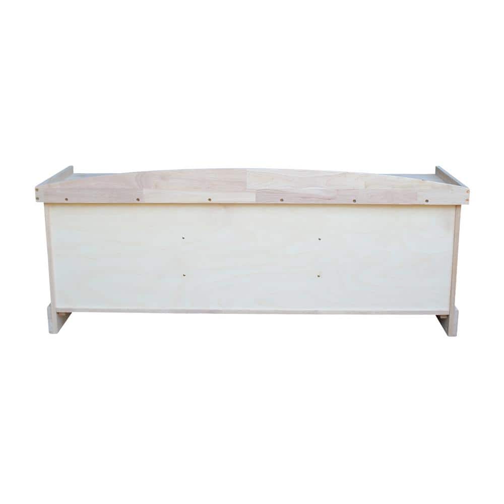 White Wood Coastal Storage Bench with Plinth Base