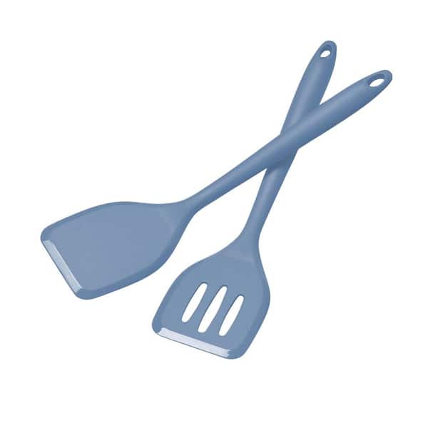 Starry Blue High Heat Resistant Silicone Spatula Turner Set Nonstick Seamless Utensils for Baking Cooking 11IN