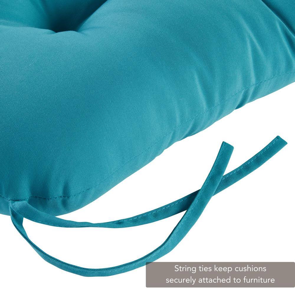 Teal Polyester Outdoor Reversible Tufted Chair Cushion