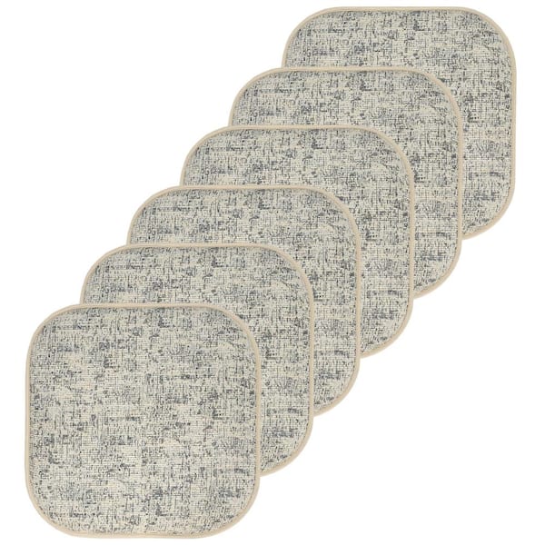 Sweet Home Collection Broadway Square Memory Foam 16 in.x16 in. Non-Slip Back, Chair Cushion (6-Pack), Cream/Blue