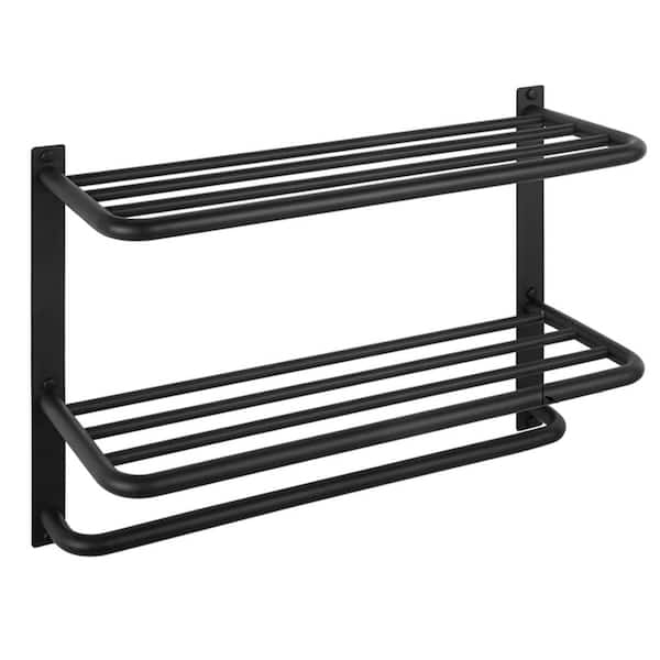 Adrinfly 22 in. Matte Black 3-Tier Wall Mounted Towel Rack with Triple Tower Bars in Stainless Steel
