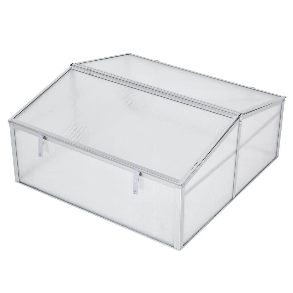 Outsunny 39 in. D x 39 in. W x 19 in. H Aluminum Frame Mini Greenhouse ...