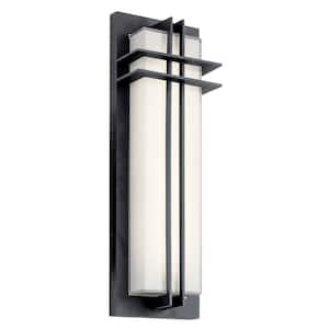 Manhattan 1-Light Textured Black Outdoor Hardwired Wall Lantern Sconce with Integrated LED (1-Pack)