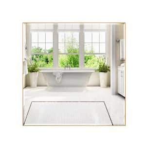 30 in. W x 30 in. H Square Aluminum Framed Beveled Edge Wall Mounted Bathroom Vanity Mirror in Gold