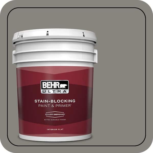 BEHR ULTRA 5 gal. #PPU24-07 Barnwood Gray Extra Durable Flat Interior Paint & Primer