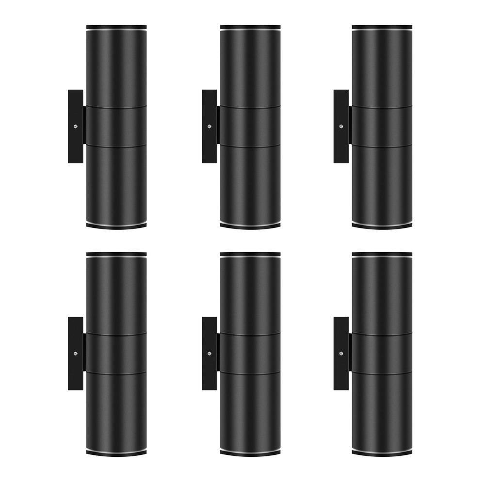 11.5 in. Black Aluminum Modern Indoor and Outdoor Cylinder LED Wall Lantern Scone (Set of 6) price history on PriceWatchPro