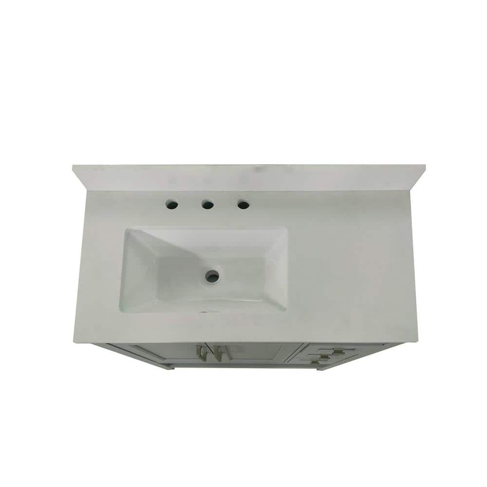 Gray Composite Freestanding Bathroom Vanity with White Stone Top