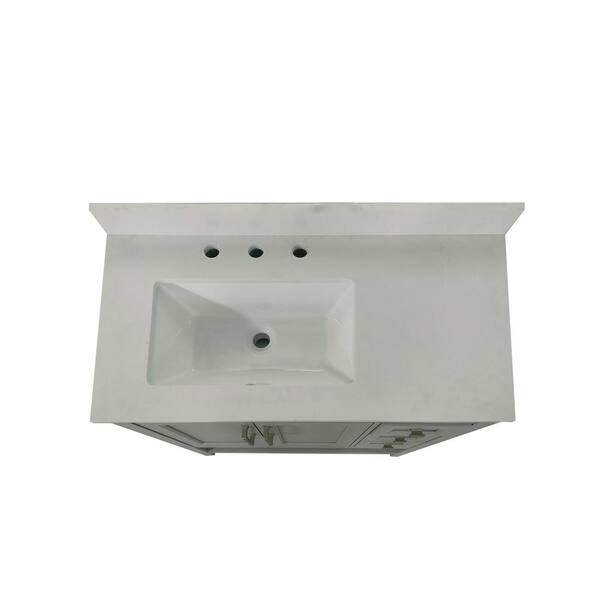 Leary 36 in. W x 34.5 in. H Bath Vanity in Dark Brown with Engineered Stone Vanity Top in White with White Basin