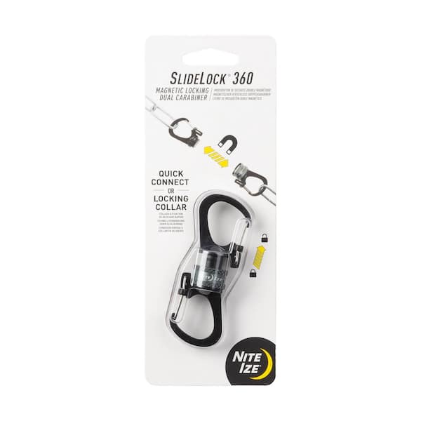 Nite Ize SlideLock 360-Degree Charcoal Magnetic Locking Dual Carabiner for Chains
