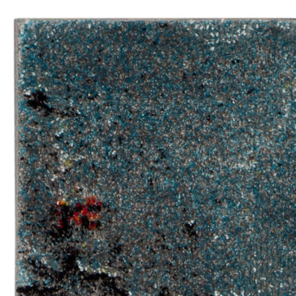 Glacier Blue and Multicolor Abstract Synthetic Runner Rug