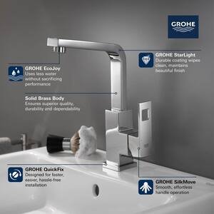Eurocube Single-Handle Single Hole High Arc 1.2 GPM Bathroom Faucet with Drain Assembly in Brushed Cool Sunrise